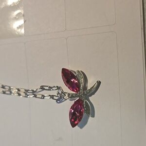 Pink dragonfly necklace Hand Crafted